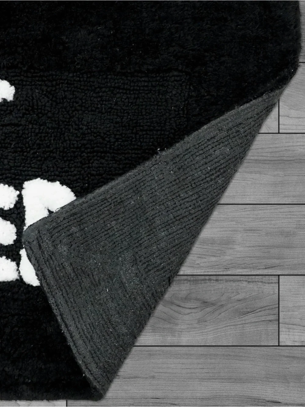 Plush Black 'GET NAKED' Bath Mat - Bold White Lettering